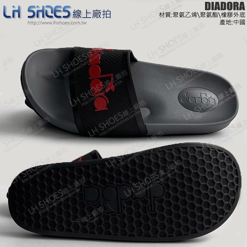 B品 DIADORA 拖鞋 男鞋 灰/黑/紅 CM25 (DA71232)-細節圖2