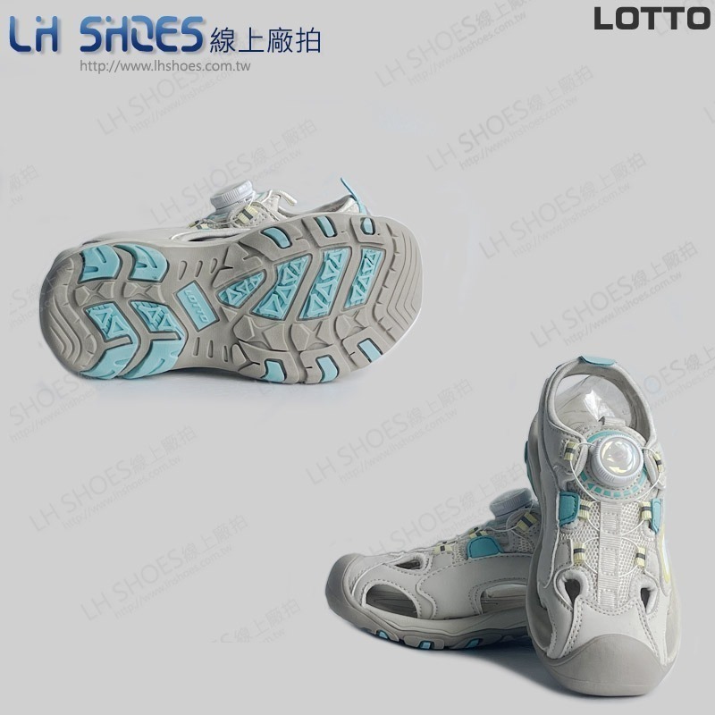 B品 LOTTO 轉扣 護趾 運動涼鞋 童鞋 米/湖綠 CM 19/20/22 (9451)-細節圖2