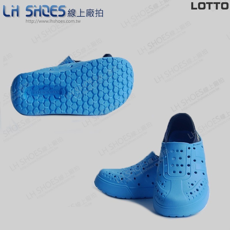 B品 LOTTO 可踩後跟 洞洞鞋 涼鞋 拖鞋 童鞋 藍 CM18 (LT6896)-細節圖2