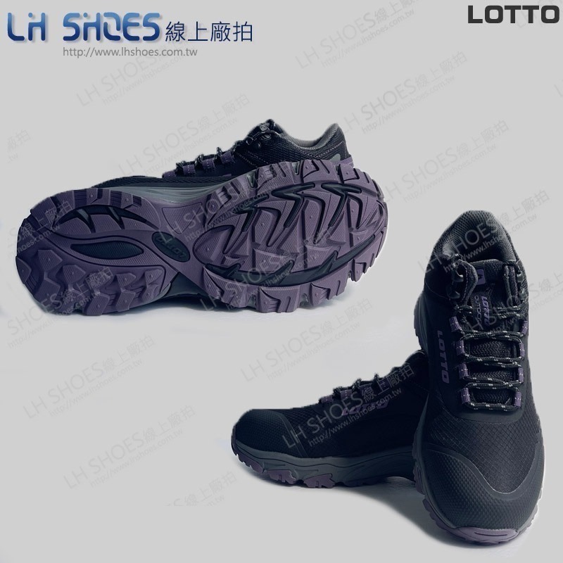 B品 LOTTO 防水 越野鞋 女鞋 黑/灰/紫 CM 24/24.5/25 (5810)-細節圖3