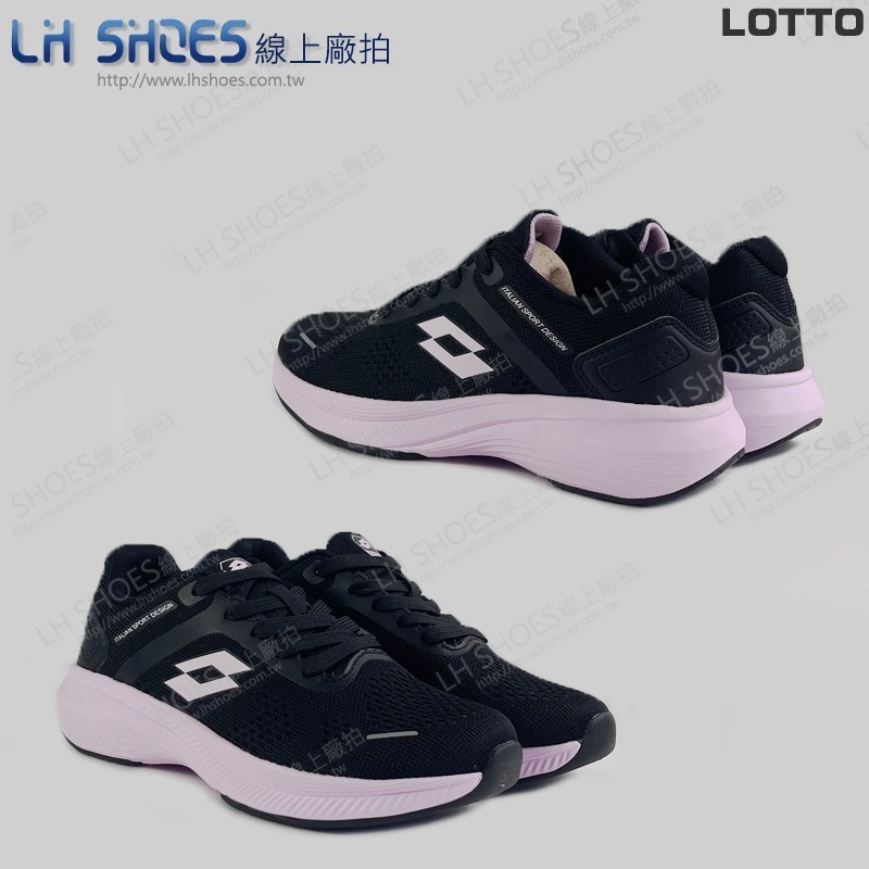 B品 LOTTO 飛織 運動鞋 女鞋 黑/粉 CM23.5 (LT8470)-細節圖2