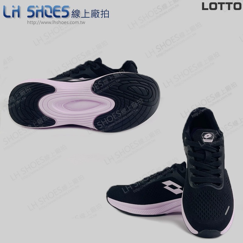 B品 LOTTO 飛織 運動鞋 女鞋 黑/粉 CM23.5 (LT8470)-細節圖3