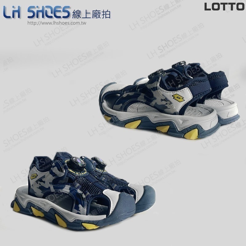 B品 LOTTO 轉扣 護趾 涼鞋 童鞋 藍/白 CM 19/21 (LT5556)-細節圖2