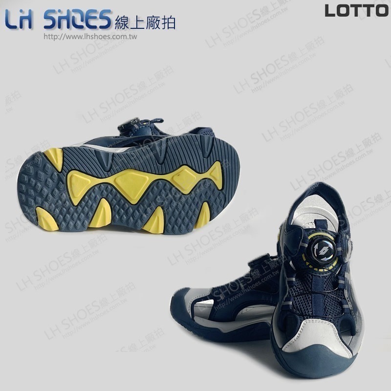 B品 LOTTO 轉扣 護趾 涼鞋 童鞋 藍/白 CM 19/21 (LT5556)-細節圖3
