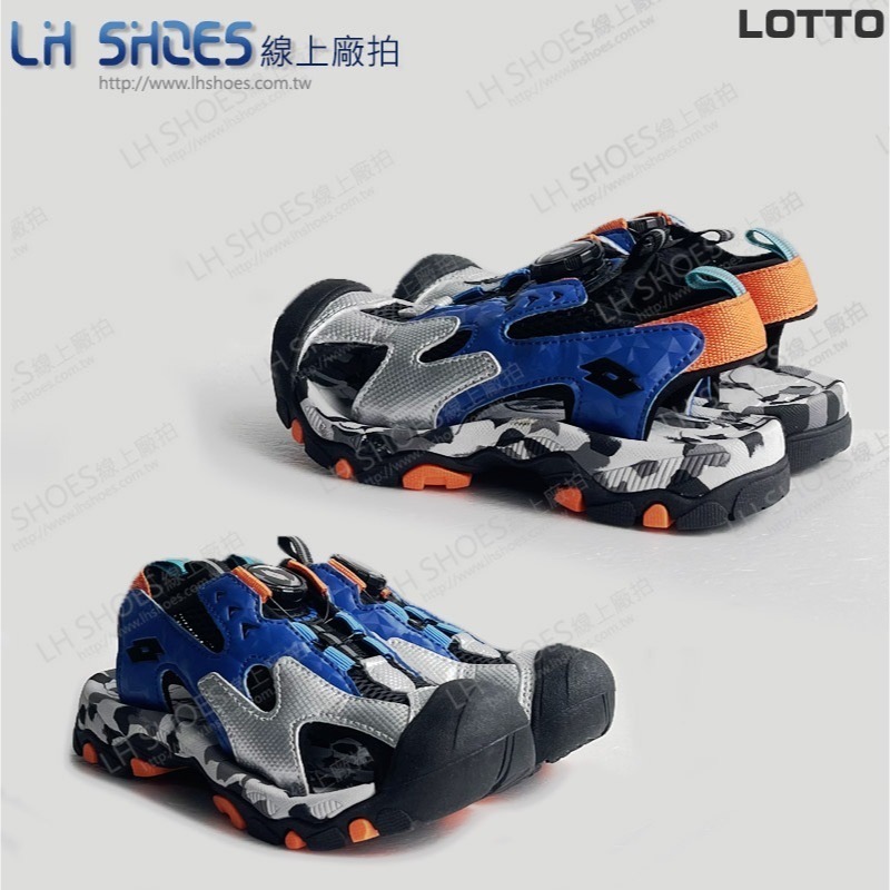 B品 LOTTO 轉扣 護趾 運動涼鞋 童鞋 銀/藍 CM19 (LT5606)-細節圖2