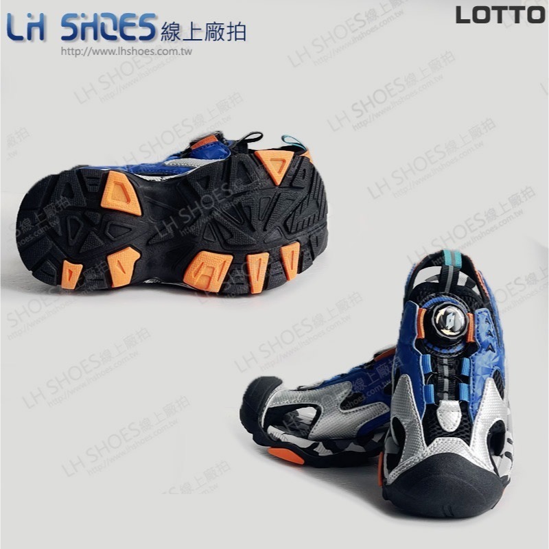 B品 LOTTO 轉扣 護趾 運動涼鞋 童鞋 銀/藍 CM19 (LT5606)-細節圖3