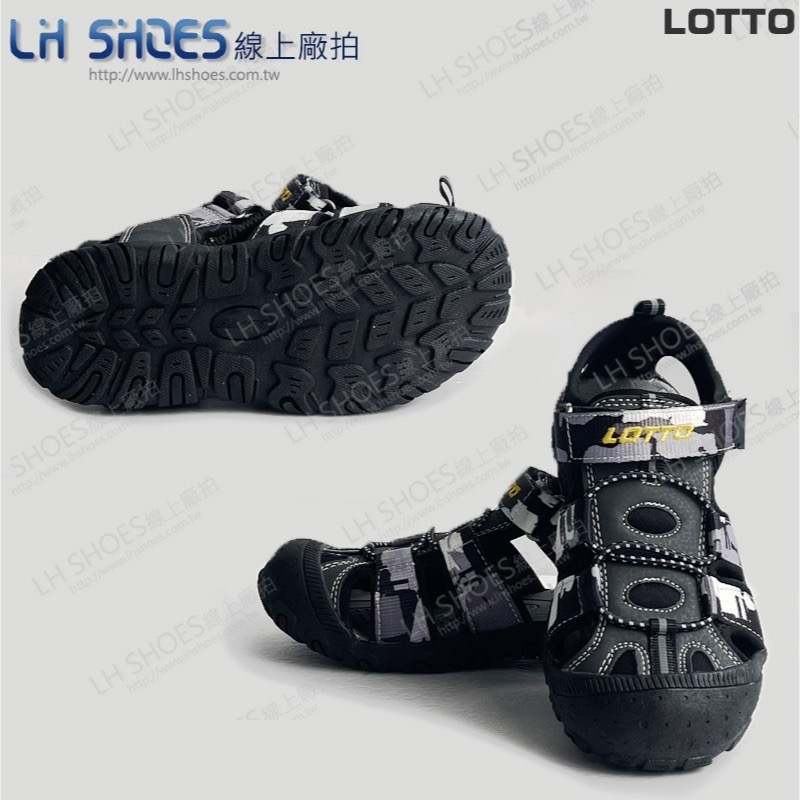 B品 LOTTO 護趾 運動涼鞋 童鞋 黑迷彩 CM 19/20/21 (LT5560)-細節圖3