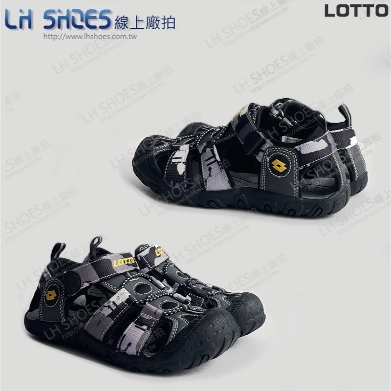 LOTTO 護趾 童 涼鞋 黑迷彩 CM 19/20 (5560) 瑕疵特價-細節圖2