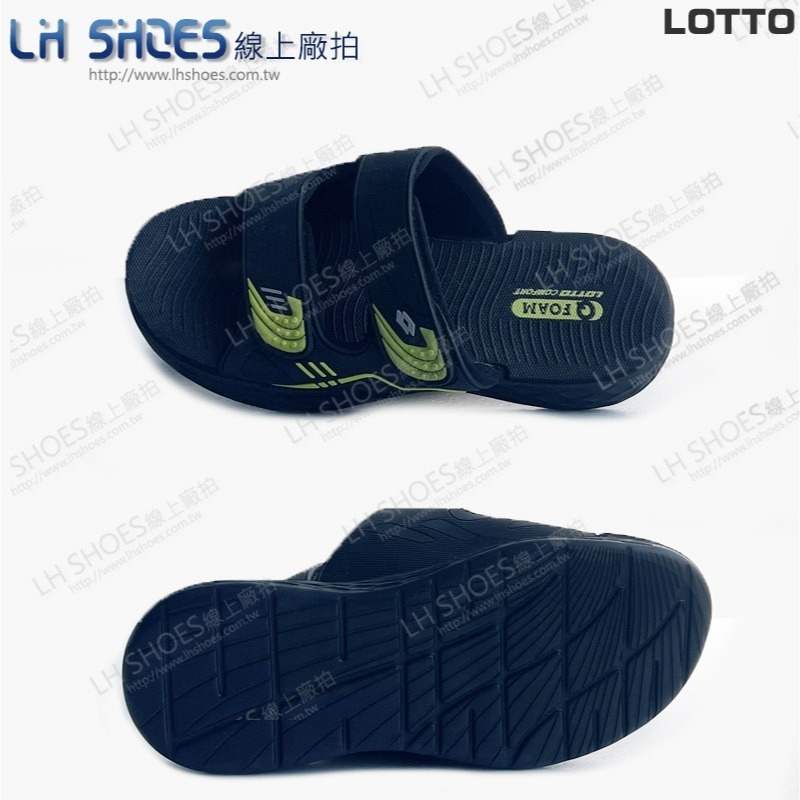 LOTTO 童 拖鞋 黑綠 CM 23 (5060) 瑕疵特價-細節圖3