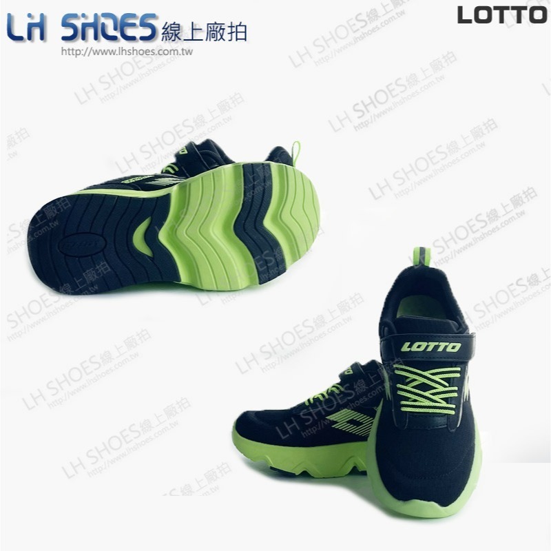 B品 LOTTO 氣墊 運動鞋 童鞋 黑/綠 CM21 (LT5940)-細節圖3