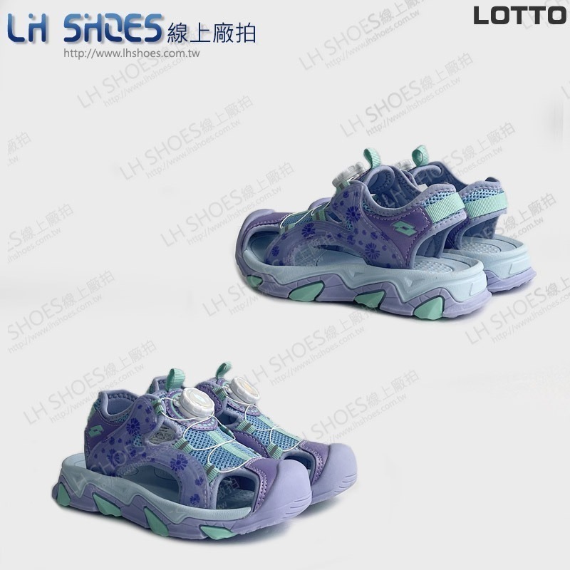 B品 LOTTO 轉扣 護趾 運動涼鞋 童鞋 紫 CM 19/20 (LT5557)-細節圖2