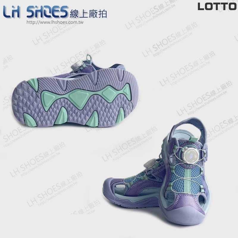 B品 LOTTO 轉扣 護趾 運動涼鞋 童鞋 紫 CM 19/20 (LT5557)-細節圖3