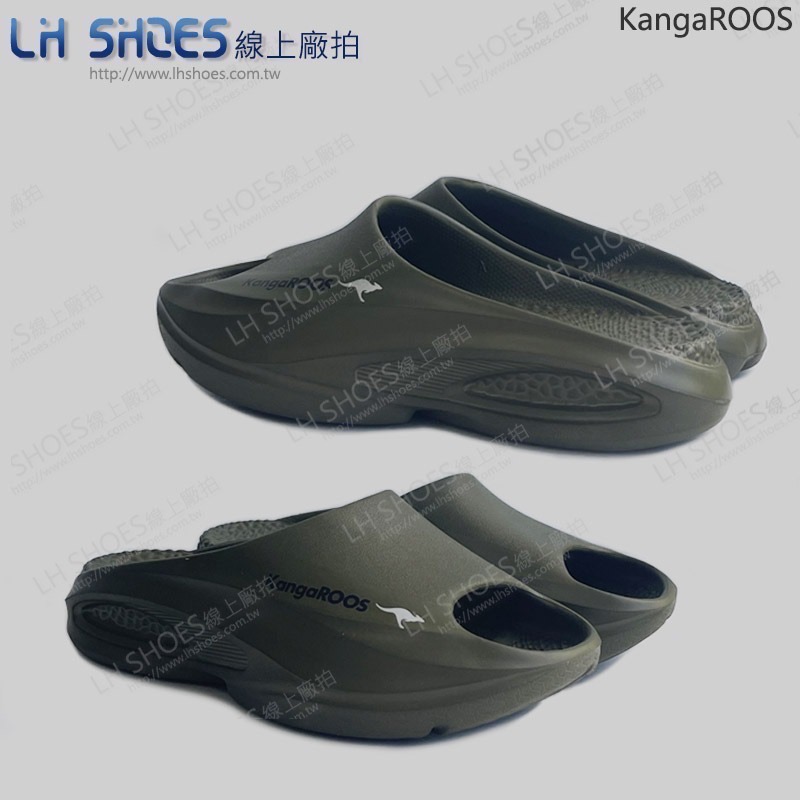 KangaROOS 美國袋鼠 厚底 運動拖鞋 男鞋 軍綠 (KM41385)-細節圖2