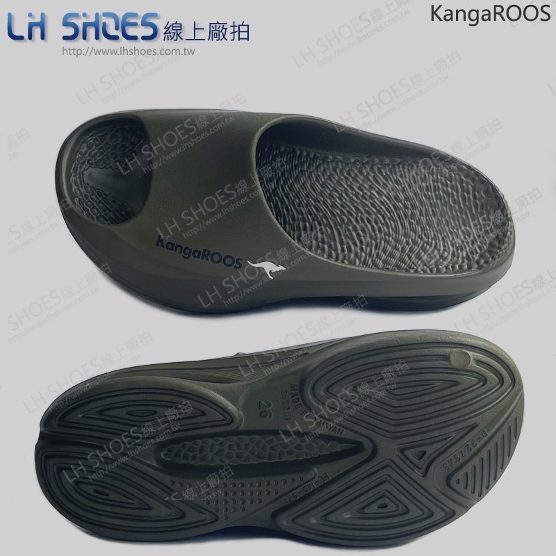 KangaROOS 美國袋鼠 厚底 運動拖鞋 男鞋 軍綠 (KM41385)-細節圖3