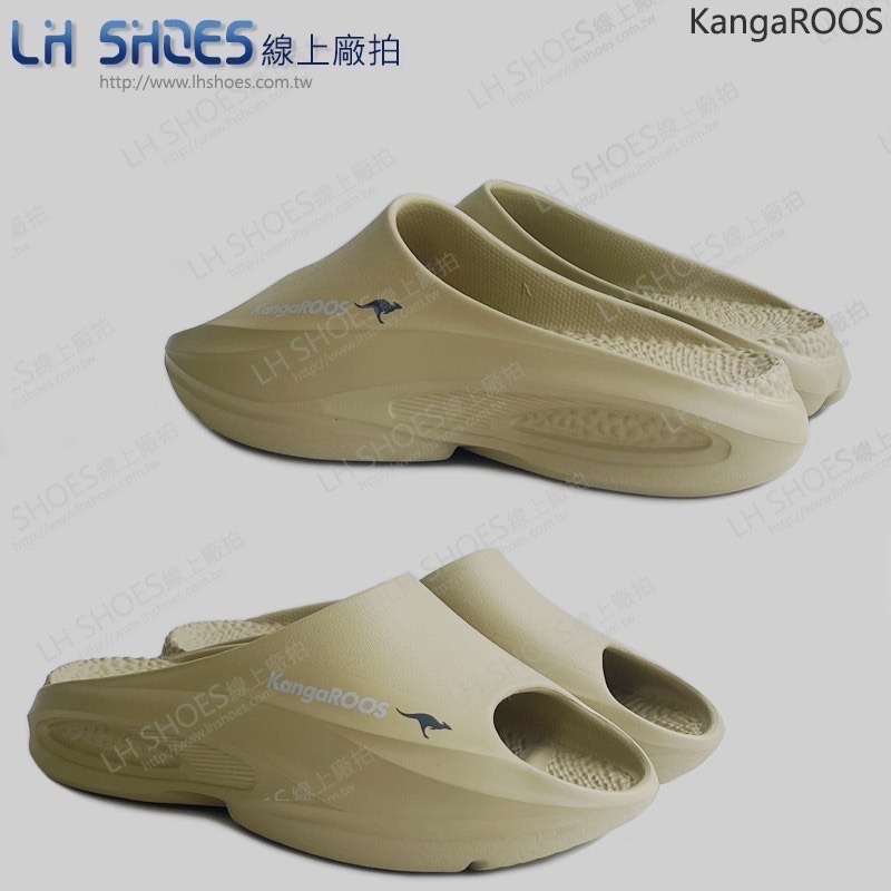 KangaROOS 美國袋鼠 厚底 運動拖鞋 男鞋 卡其 (KM41381)-細節圖2