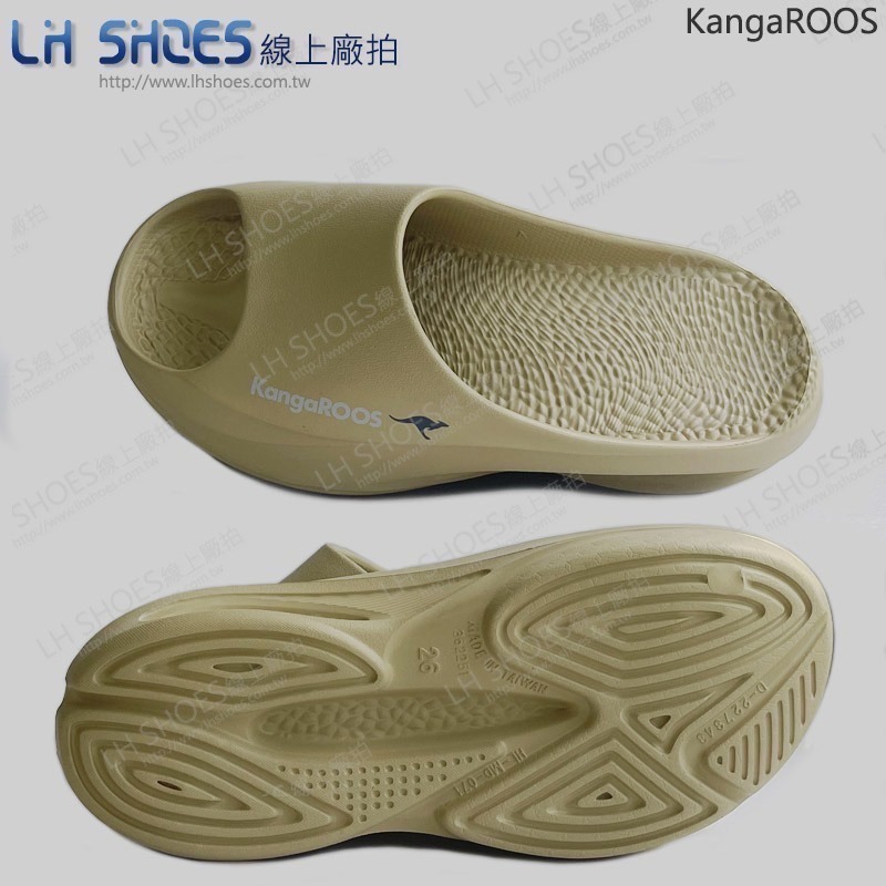 KangaROOS 美國袋鼠 厚底 運動拖鞋 男鞋 卡其 (KM41381)-細節圖3
