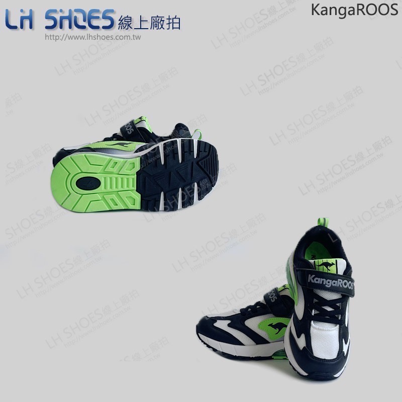 KangaROOS 防潑水 氣墊 童 運動鞋 黑綠 CM 19/21 (31950)-細節圖3
