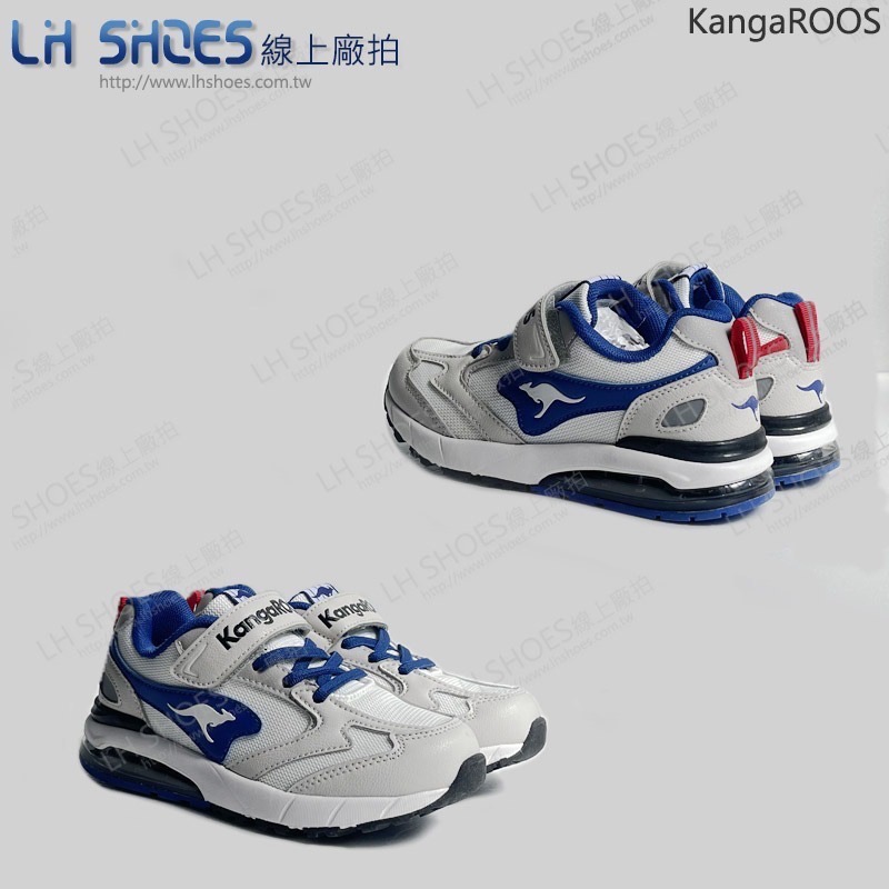 KangaROOS 美國袋鼠 防潑水 氣墊 運動鞋 童鞋 米/灰/藍 (KK31951)-細節圖2