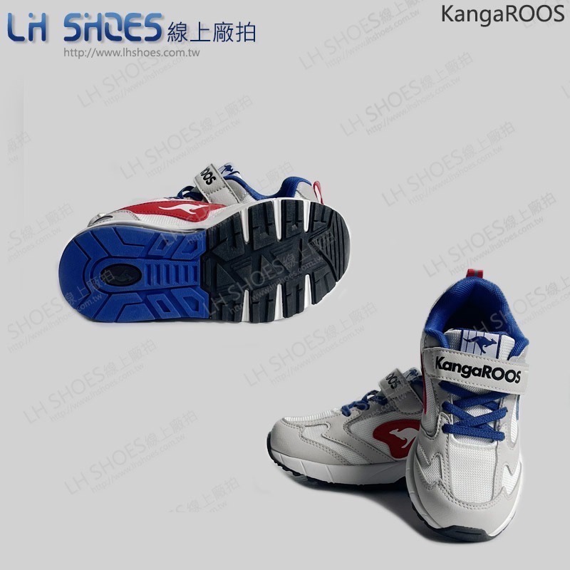 KangaROOS 防潑水 氣墊 運動鞋 童鞋 米/藍 CM 19 (KK31951)-細節圖3
