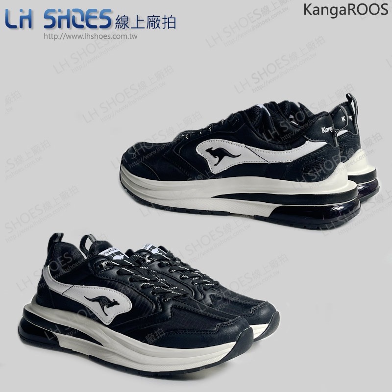 KangaROOS 美國袋鼠 氣墊 寬楦 跑鞋 運動鞋 女鞋 黑/白 (KW31760)-細節圖2