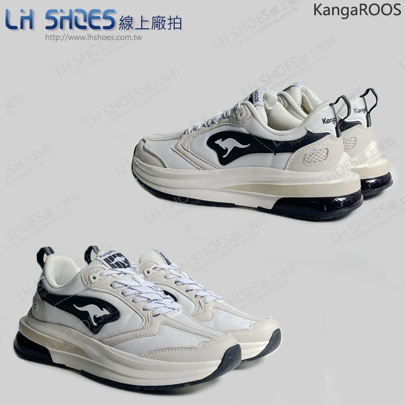 KangaROOS 美國袋鼠 氣墊 寬楦 跑鞋 運動鞋 女鞋 米/黑 (KW31761)-細節圖2