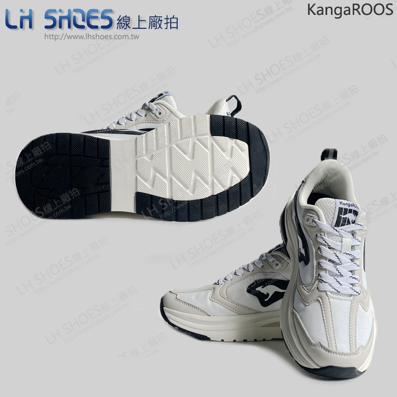 KangaROOS 美國袋鼠 氣墊 寬楦 跑鞋 運動鞋 女鞋 米/黑 (KW31761)-細節圖3