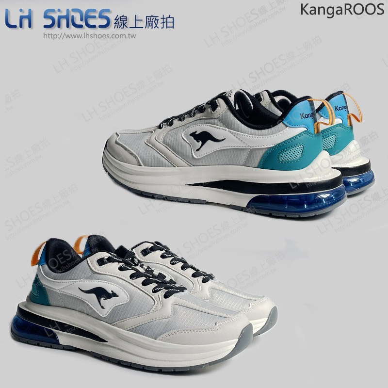 KangaROOS 美國袋鼠 氣墊 寬楦 跑鞋 運動鞋 男鞋 灰/藍 (KM31678)-細節圖2