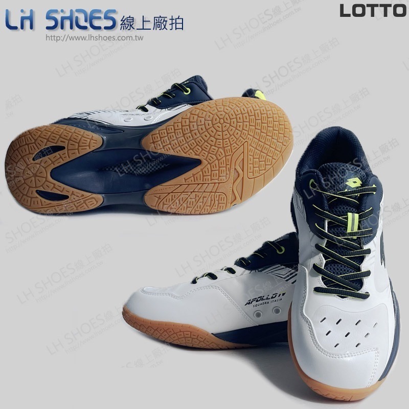 B品 LOTTO 阿波羅 專業 羽球鞋 男鞋 白/藍/黃 CM25.5 (LT5726)-細節圖3