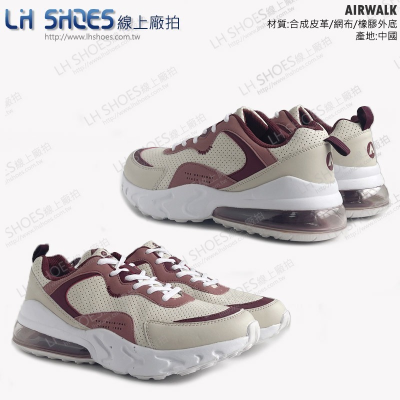 B品 AIR WALK 氣墊 運動鞋 女鞋 米/紅 CM25 (AW63209)-細節圖2