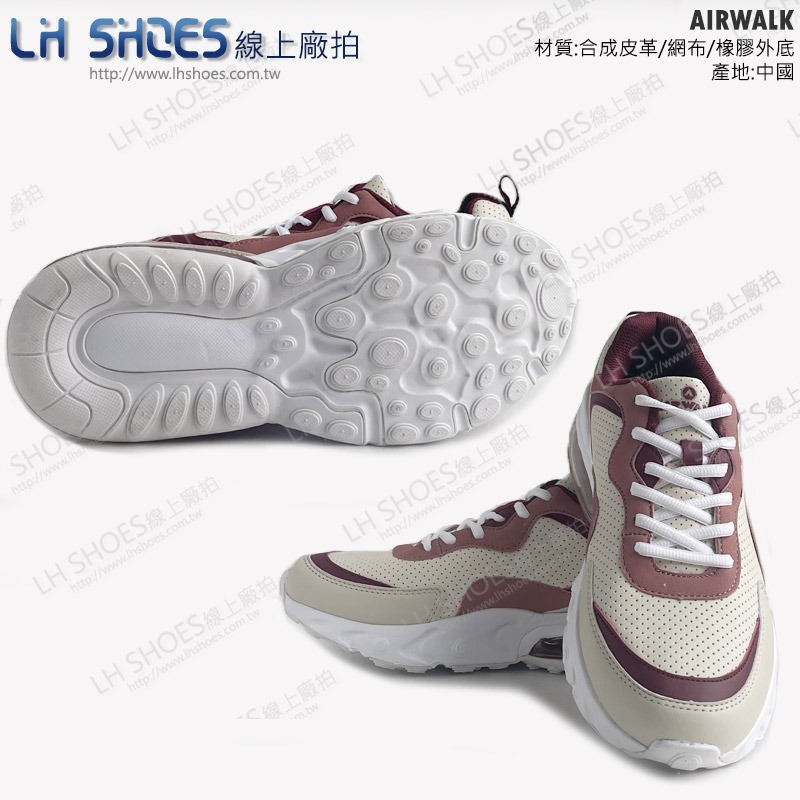B品 AIR WALK 氣墊 運動鞋 女鞋 米/紅 CM25 (AW63209)-細節圖3