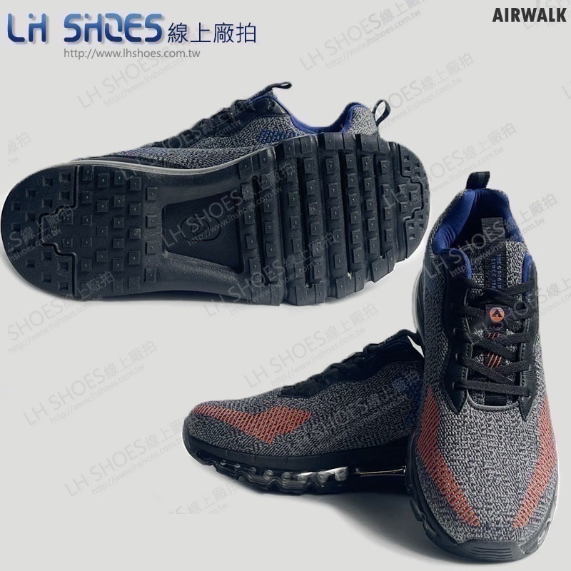 B品 AIR WALK 運動鞋 男鞋 深灰/紅 CM 25.5/26/27.5 (AW83218)-細節圖3