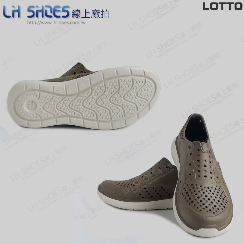 LOTTO 晴雨穿搭 男 洞洞鞋 摩卡棕 CM 25 (9921) 瑕疵特價-細節圖3