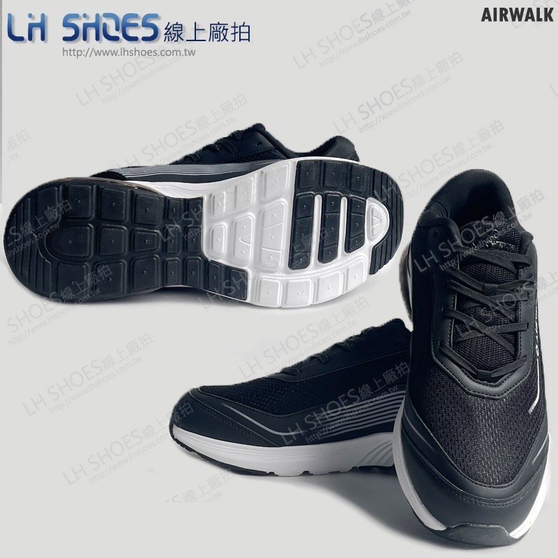 B品 AIR WALK 運動鞋 男鞋 黑/白 CM25.5/CM26.5/CM27/CM28 (AW81108)-細節圖3