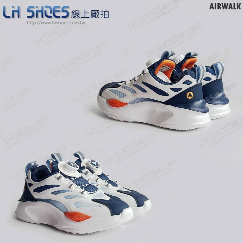 B品 AIR WALK 轉扣 運動鞋 童鞋 白/藍 CM20/CM21 (AW23555)-細節圖2
