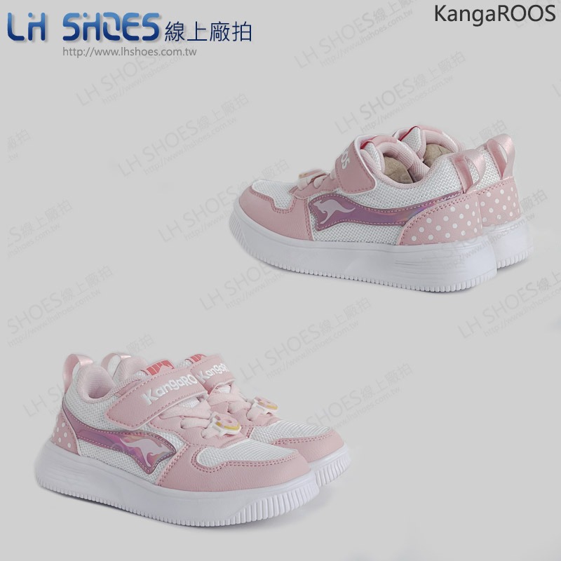 B品 KangaROOS 美國袋鼠 輕量 透氣 運動鞋 童鞋 粉/白 (KK32333)-細節圖3