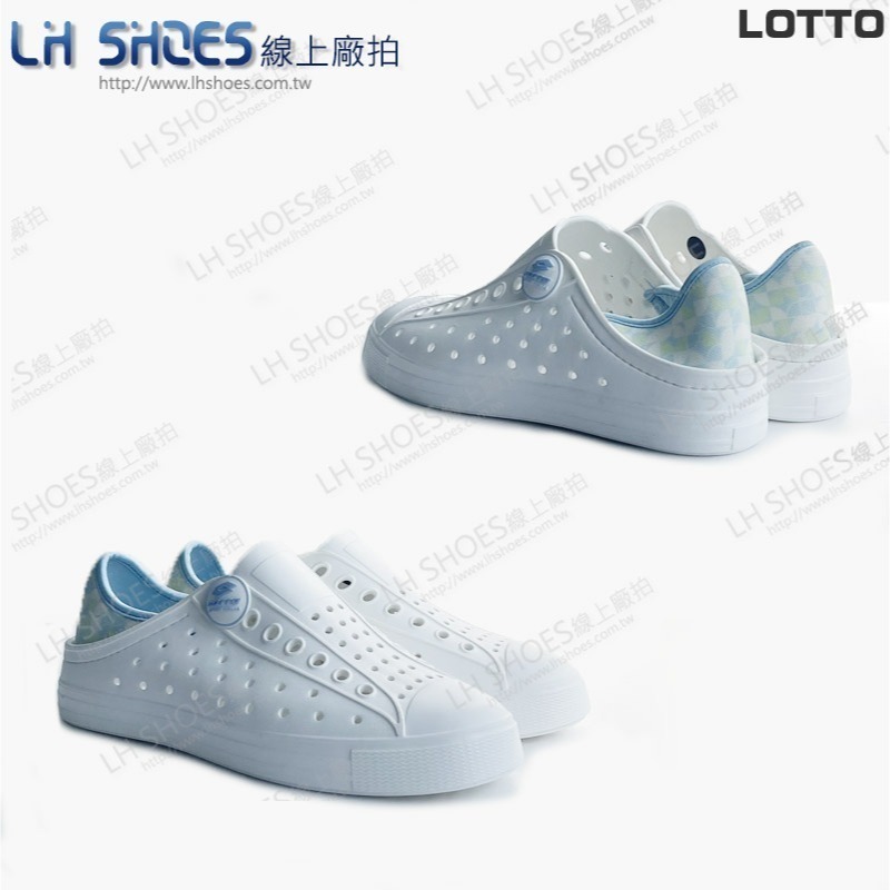 B品 LOTTO  可踩後跟 洞洞鞋 女鞋 白 CM 22/23/24/25 (5939)-細節圖2