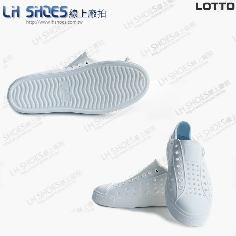 B品 LOTTO  可踩後跟 洞洞鞋 女鞋 白 CM 22/23/24/25 (5939)-細節圖3