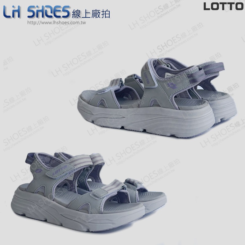 B品 LOTTO 織帶 運動涼鞋 女鞋 淺灰/紫 CM23 (LT9418)-細節圖2