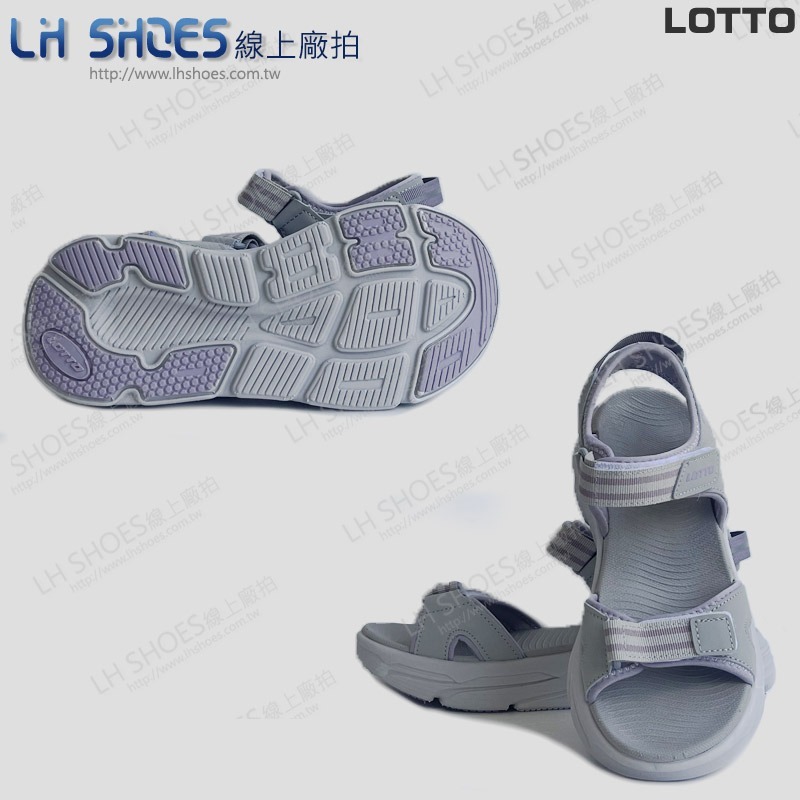 B品 LOTTO 織帶 運動涼鞋 女鞋 淺灰/紫 CM 23 (9418)-細節圖3