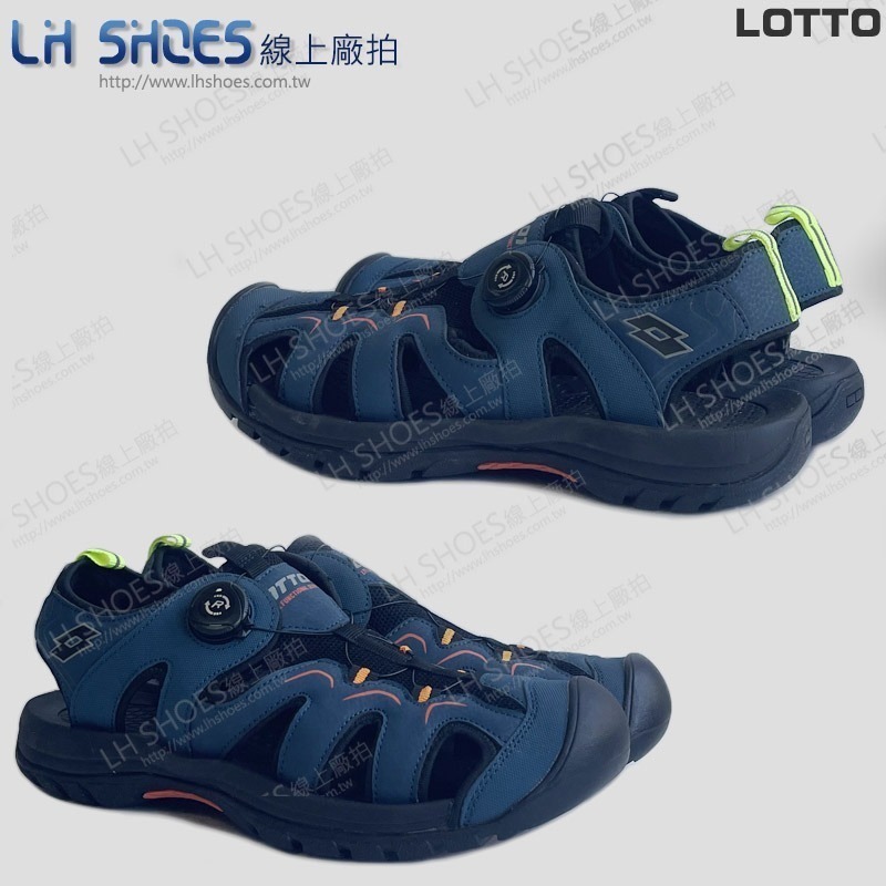 B品 LOTTO 護趾 轉扣 運動涼鞋 男鞋 藍/黑 CM26/CM28/CM29 (LT5576)-細節圖2