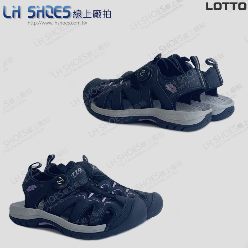 B品 LOTTO 護趾 轉扣 運動涼鞋 女鞋 黑 CM22 (LT5580)-細節圖2