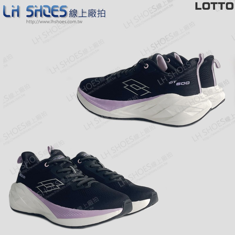 B品 LOTTO 輕量 飛織 運動鞋 女鞋 黑/粉紫 CM24 (LT9600)-細節圖2