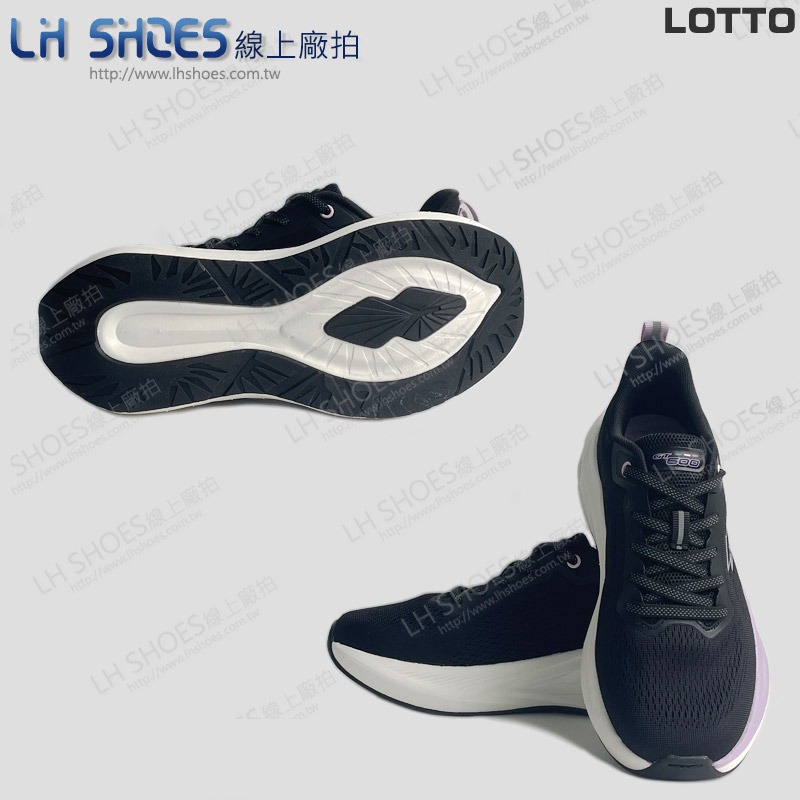 B品 LOTTO 輕量 飛織 運動鞋 女鞋 黑/粉紫 CM24 (LT9600)-細節圖3