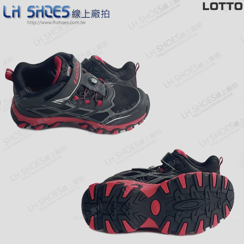 B品 LOTTO 防潑水 高筒 越野鞋 童鞋 黑/紅 CM23 (LT9270)-細節圖3