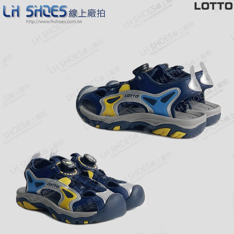 B品 LOTTO 轉扣 護趾 運動涼鞋 童鞋 深藍/銀 CM20 (LT9456)-細節圖2