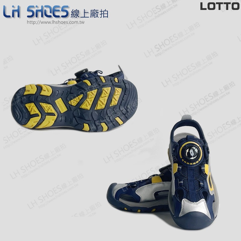 B品 LOTTO 轉扣 護趾 運動涼鞋 童鞋 深藍/銀 CM 20/22 (9456)-細節圖3