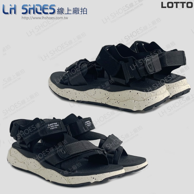 B品 LOTTO 織帶 運動 涼鞋 男鞋 黑/米 CM27/CM28 (LT8210)-細節圖2