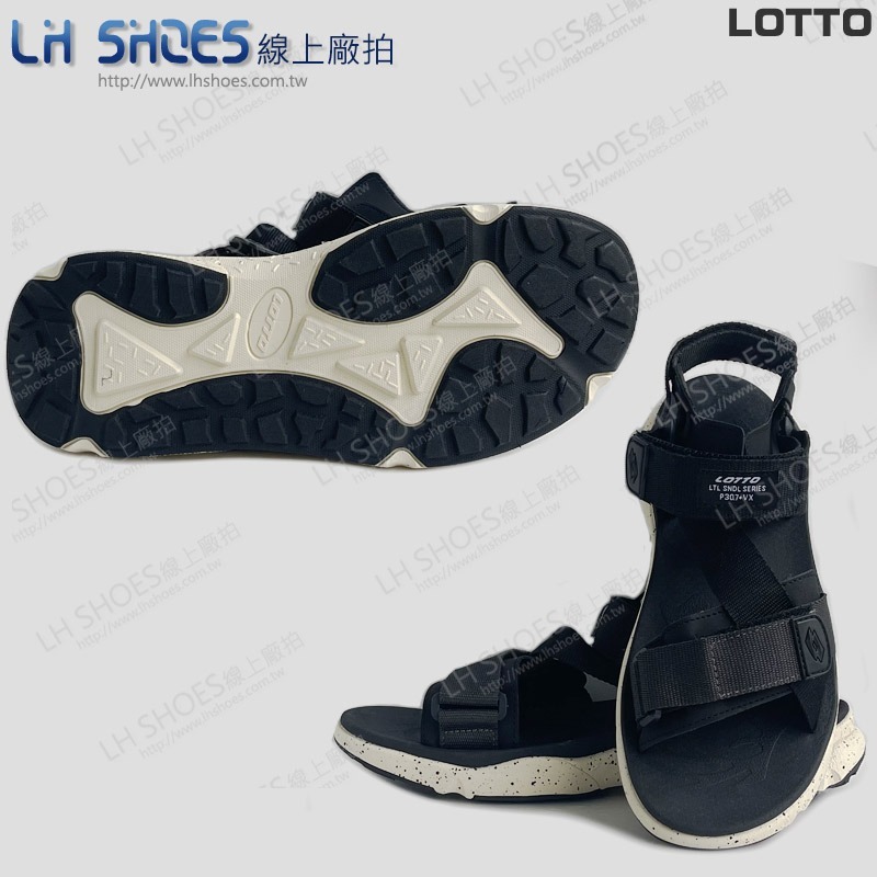 B品 LOTTO 織帶 運動 涼鞋 男鞋 黑/米 CM27/CM28 (LT8210)-細節圖3
