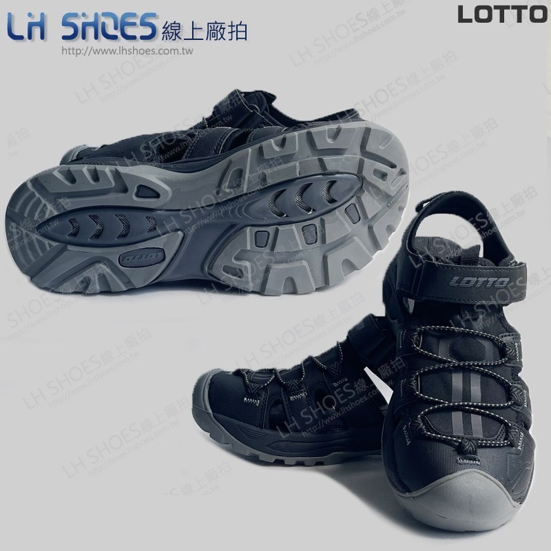 B品 LOTTO 護趾 運動涼鞋 男鞋 黑/岩灰 CM25/CM26/CM27/CM29 (LT5500)-細節圖3