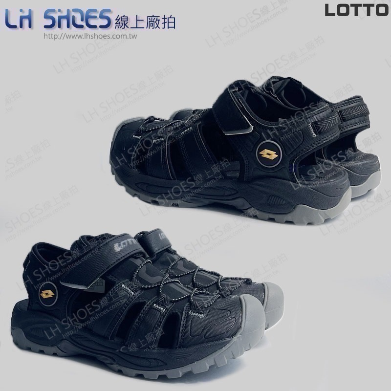 LOTTO 護趾 運動涼鞋 男鞋 黑/岩灰 CM  (5500) 瑕疵特價-細節圖2